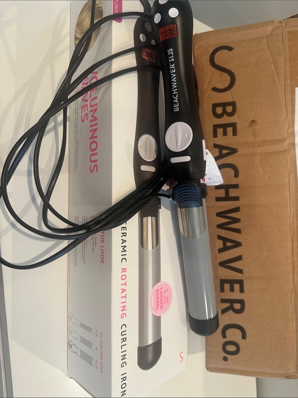 Beachwaver S1.25 Black and Silver Ceramic Rotating Curling Iron